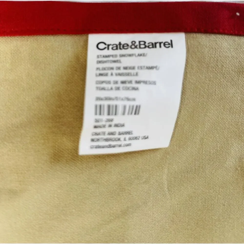 Crate & Barrel Christmas Snowflake Edge Dish Towels 20x30 Bundle Set Of 2